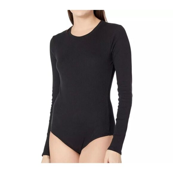 Madewell Bodysuit Size Medium Black Ribbed Long Sleeve Full-Coverage Layering - Picture 1 of 11